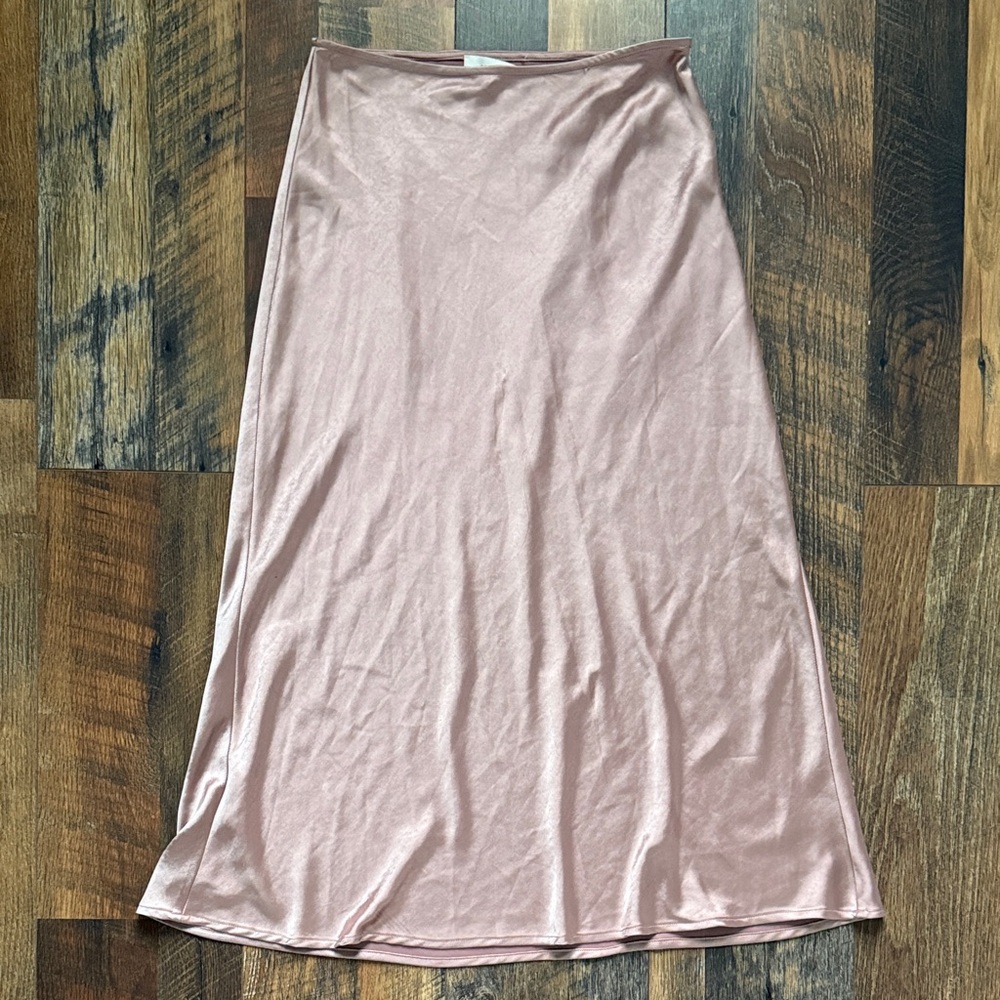 Chic Pink Midi Slip Skirt